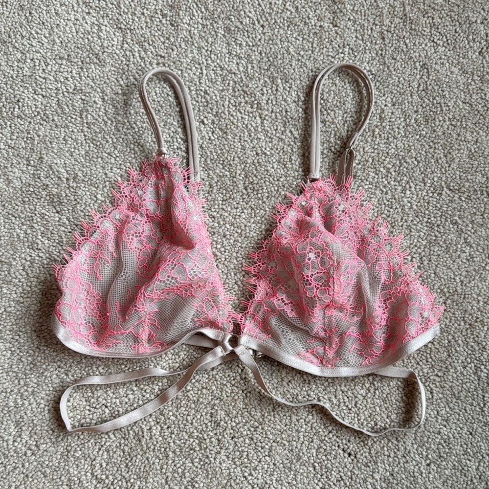 Pink lace bralette